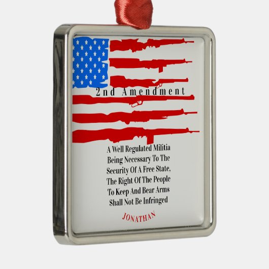 Aangepaste Amerikaanse vlag 2e wijziging Metalen Ornament (Rechts)