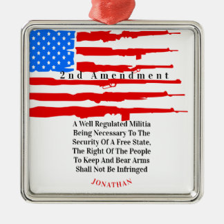 Aangepaste Amerikaanse vlag 2e wijziging Metalen Ornament