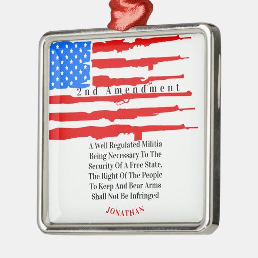 Aangepaste Amerikaanse vlag 2e wijziging Metalen Ornament (Links)