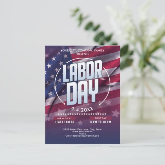 Aangepaste Amerikaanse vlag Arbeid Dag Celebration Briefkaart (Staand voorkant)