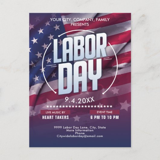 Aangepaste Amerikaanse vlag Arbeid Dag Celebration Briefkaart (Voorkant)
