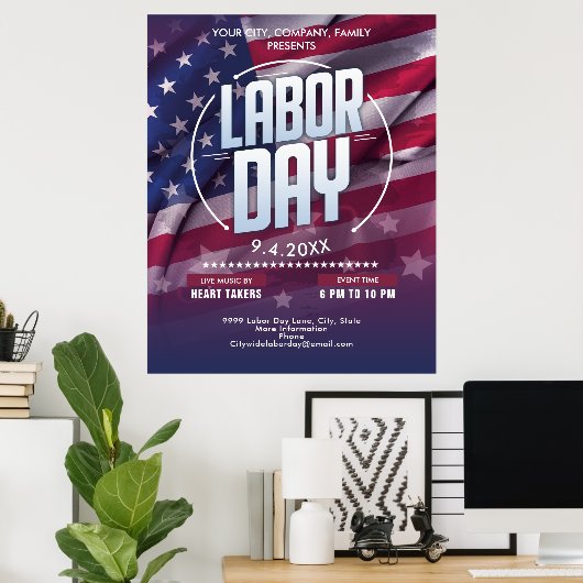 Aangepaste Amerikaanse vlag Arbeid Dag Celebration Poster (Thuiskantoor)