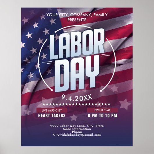 Aangepaste Amerikaanse vlag Arbeid Dag Celebration Poster (Voorkant)