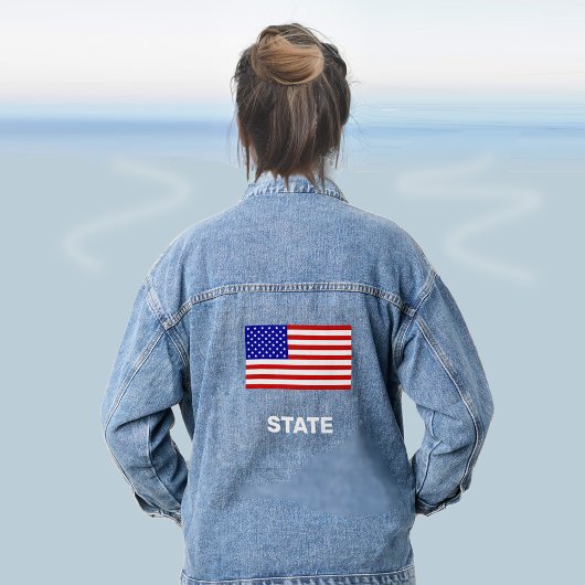 Aangepaste Amerikaanse vlag Denim Jacket