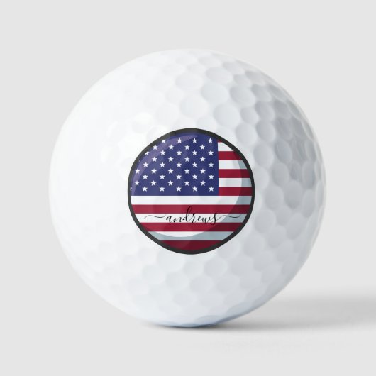 Aangepaste Amerikaanse vlag- en naamhandtekening Golfballen (Voorkant)
