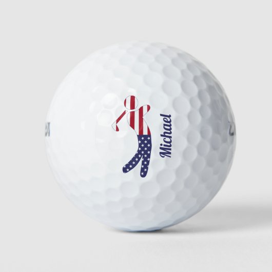Aangepaste Amerikaanse vlag Golf Player Golfballen (Voorkant)