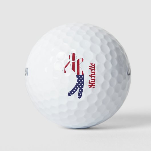 Aangepaste Amerikaanse vlag Golf Player Golfballen (Voorkant)