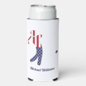 Aangepaste Amerikaanse vlag Golf Player Seltzer Blikjeskoeler (Seltzer Achterkant)