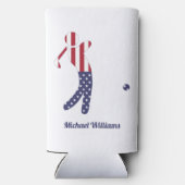 Aangepaste Amerikaanse vlag Golf Player Seltzer Blikjeskoeler (Achterkant)