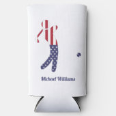 Aangepaste Amerikaanse vlag Golf Player Seltzer Blikjeskoeler (Voorkant)