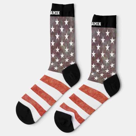 Aangepaste Amerikaanse vlag met Mannen van Naam Sokken (Links)
