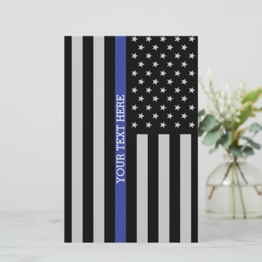 Aangepaste Amerikaanse vlag met Thin Blue Line Briefpapier (Staand voorkant)