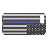 Aangepaste Amerikaanse vlag met Thin Blue Line Case-Mate iPhone Case (Achterkant (Horizontaal))