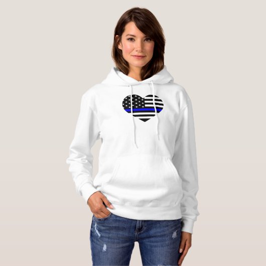 Aangepaste Amerikaanse vlag met Thin Blue Line Hoodie (Voorkant volledig)