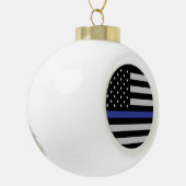 Aangepaste Amerikaanse vlag met Thin Blue Line Keramische Bal Ornament (Links)