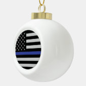 Aangepaste Amerikaanse vlag met Thin Blue Line Keramische Bal Ornament (Rechts)