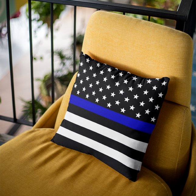 Aangepaste Amerikaanse vlag met Thin Blue Line Kussen (Creator heeft geüpload)