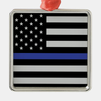 Aangepaste Amerikaanse vlag met Thin Blue Line Metalen Ornament