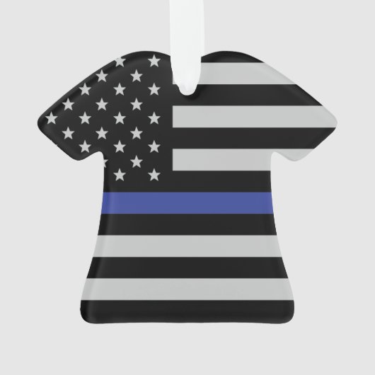 Aangepaste Amerikaanse vlag met Thin Blue Line Ornament (achterkant)