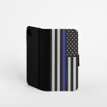 Aangepaste Amerikaanse vlag met Thin Blue Line Galaxy S4 Portemonnee Hoesje<br><div class="desc">Aangepaste Thin Blue Line American Flag Design voor patriot.</div>