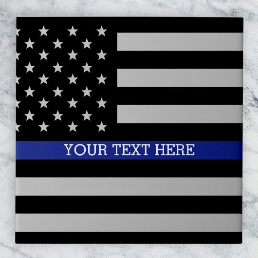 Aangepaste Amerikaanse vlag met Thin Blue Line Tegeltje