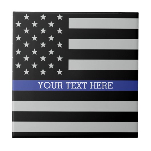 Aangepaste Amerikaanse vlag met Thin Blue Line Tegeltje (Voorkant)
