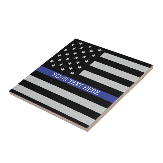 Aangepaste Amerikaanse vlag met Thin Blue Line Tegeltje (Zijkant)