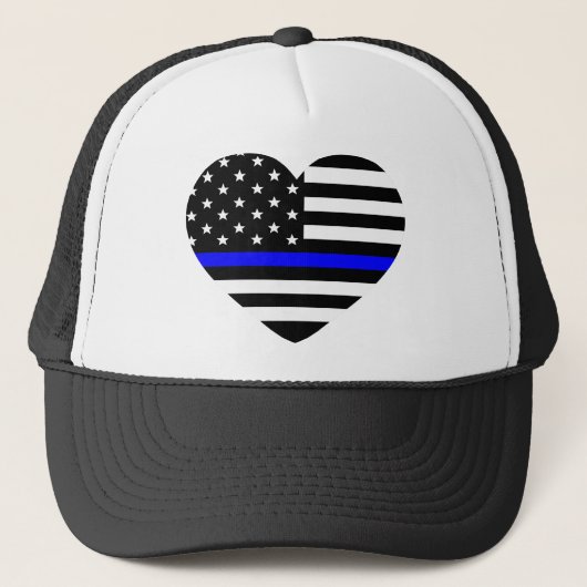 Aangepaste Amerikaanse vlag met Thin Blue Line Trucker Pet (Voorkant)