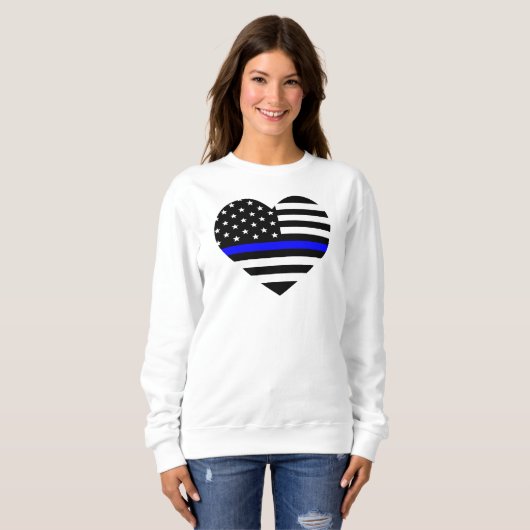 Aangepaste Amerikaanse vlag met Thin Blue Line Trui (Voorkant volledig)