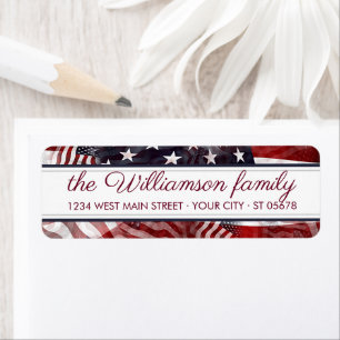 Aangepaste Amerikaanse vlag Rood Blauwe strepen st Etiket