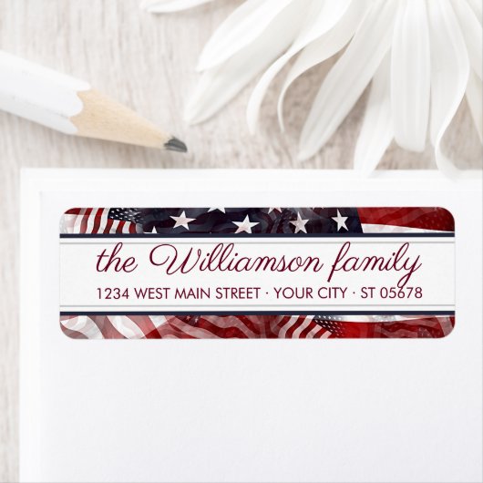 Aangepaste Amerikaanse vlag Rood Blauwe strepen st Etiket (Insitu)