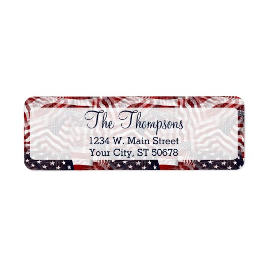 Aangepaste Amerikaanse vlag Rood Blauwe strepen st Etiket (Voorkant)