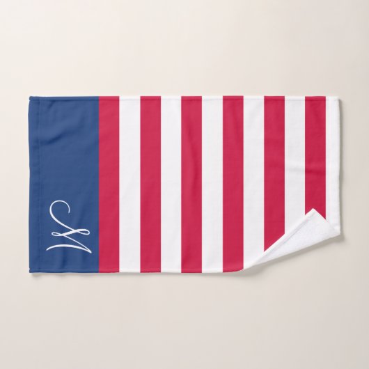Aangepaste Amerikaanse vlag rood wit en blauw mono Bad Handdoek (Handdoek)
