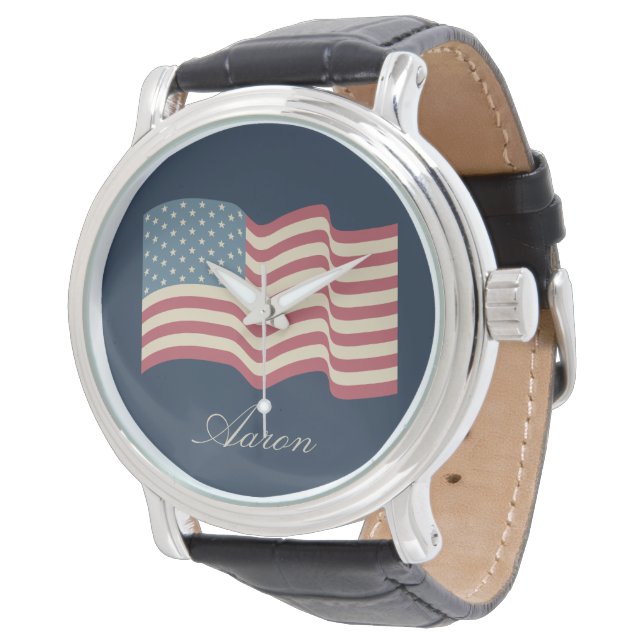 Aangepaste  Amerikaanse vlagwacht Horloge (Gekanteld)