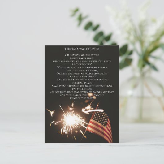Aangepaste Amerikaanse volkslied Star Spangled Ban Briefkaart (Staand voorkant)