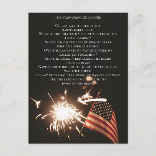 Aangepaste Amerikaanse volkslied Star Spangled Ban Briefkaart (Voorkant)