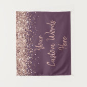 Aangepaste Amethist & Roze Gouden Verjaardagsfeest Wandkleed (Voorkant)