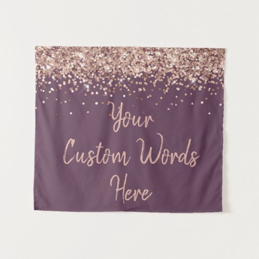 Aangepaste Amethist & Roze Gouden Verjaardagsfeest Wandkleed (Voorkant (horizontaal))