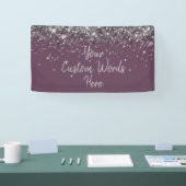 Aangepaste Amethist & Zilver Verjaardagsfeestje Spandoek (Beurs)