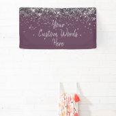 Aangepaste Amethist & Zilver Verjaardagsfeestje Spandoek (Insitu)