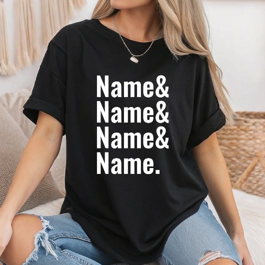 Aangepaste Ampersand Namen Lijst Gepersonaliseerde T-shirt