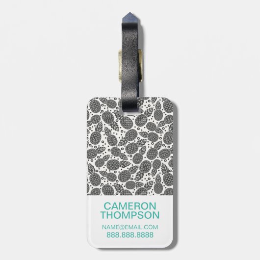 Aangepaste anananas voor monochrome foto's bagagelabel (Achterkant verticaal)