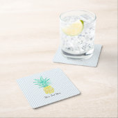 Aangepaste ananas schildering blauwe streep kartonnen onderzetters (Insitu)