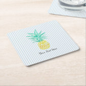 Aangepaste ananas schildering blauwe streep kartonnen onderzetters (Schuin)