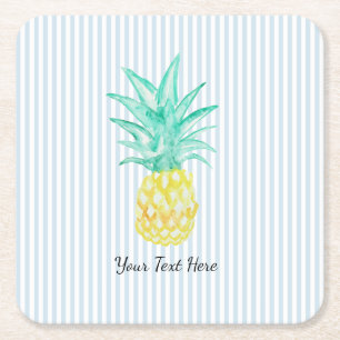 Aangepaste ananas schildering blauwe streep kartonnen onderzetters