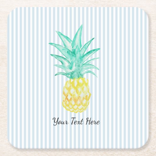 Aangepaste ananas schildering blauwe streep kartonnen onderzetters (Voorkant)