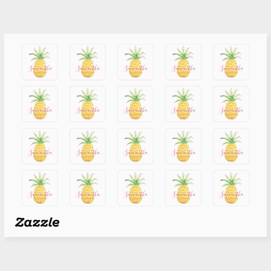 Aangepaste ananas vierkante sticker (Vel)