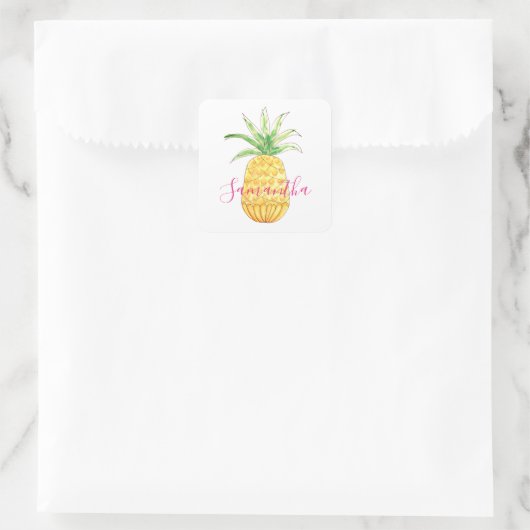 Aangepaste ananas vierkante sticker (Tas)