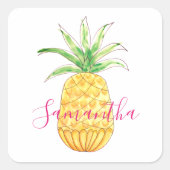 Aangepaste ananas vierkante sticker (Voorkant)