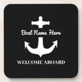 Aangepaste anchor Black Nautical Boat Name Bier Onderzetter (Voorkant)